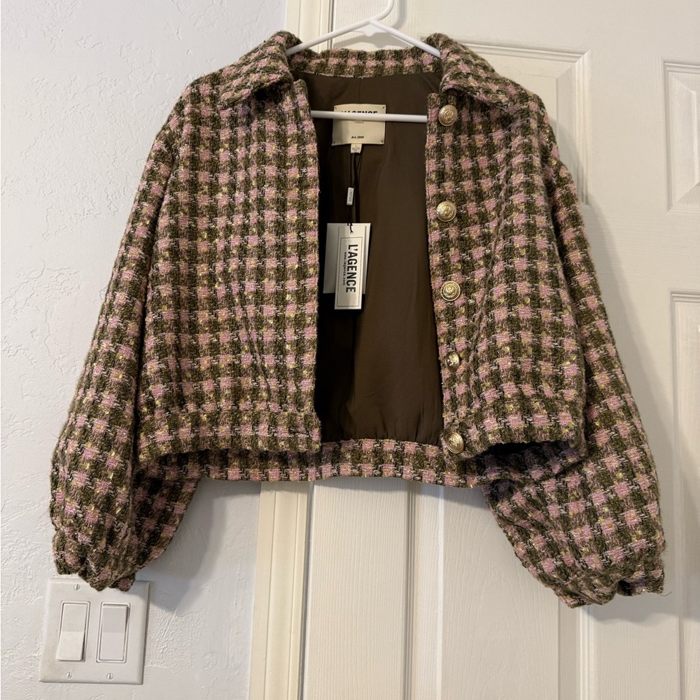 L’Agence dressy jacket gold and pink color, great for holidays! Brand new!